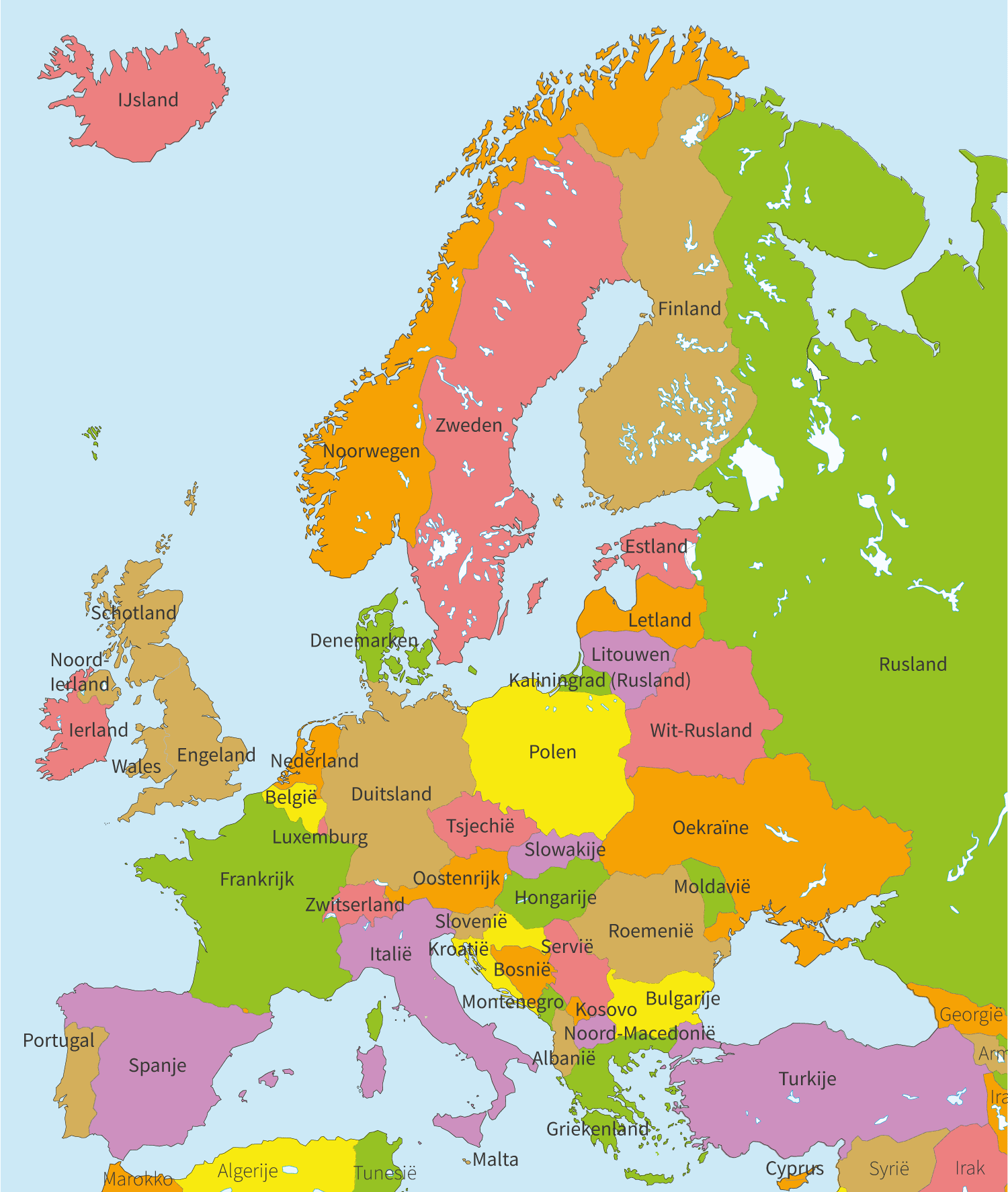 Mens En Maatschappij Leerjaar 6 Topografie Europa Landen Leer 